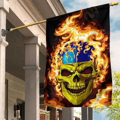 Ukraine Flaming Skull Flag