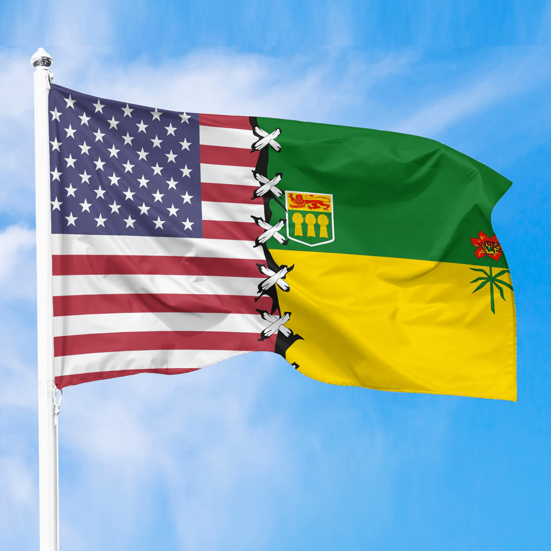 United States Sew Up With Canada Flag Of Saskatchewan