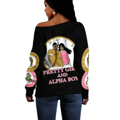 Alpha Phi Alpha AKA Black Off Shoulder Sweatshirt