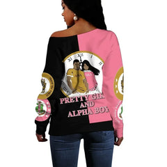 Alpha Phi Alpha AKA Couple Off Shoulder Sweatshirt