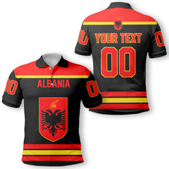 Albania Polo Shirt Flag & Coat Of Arms Hockey Style