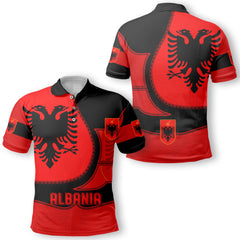 Albania Polo Shirt Flag & Coat Of Arms Leather Style