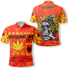 Albania Polo Shirt Flag & Coat Of Arms Marijuanas Style