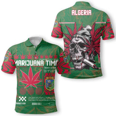 Algeria Polo Shirt Flag & Coat Of Arms Marijuanas Style