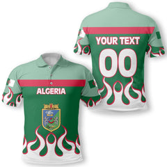 Algeria Polo Shirt Flag & Coat Of Arms Fire Hockey Style