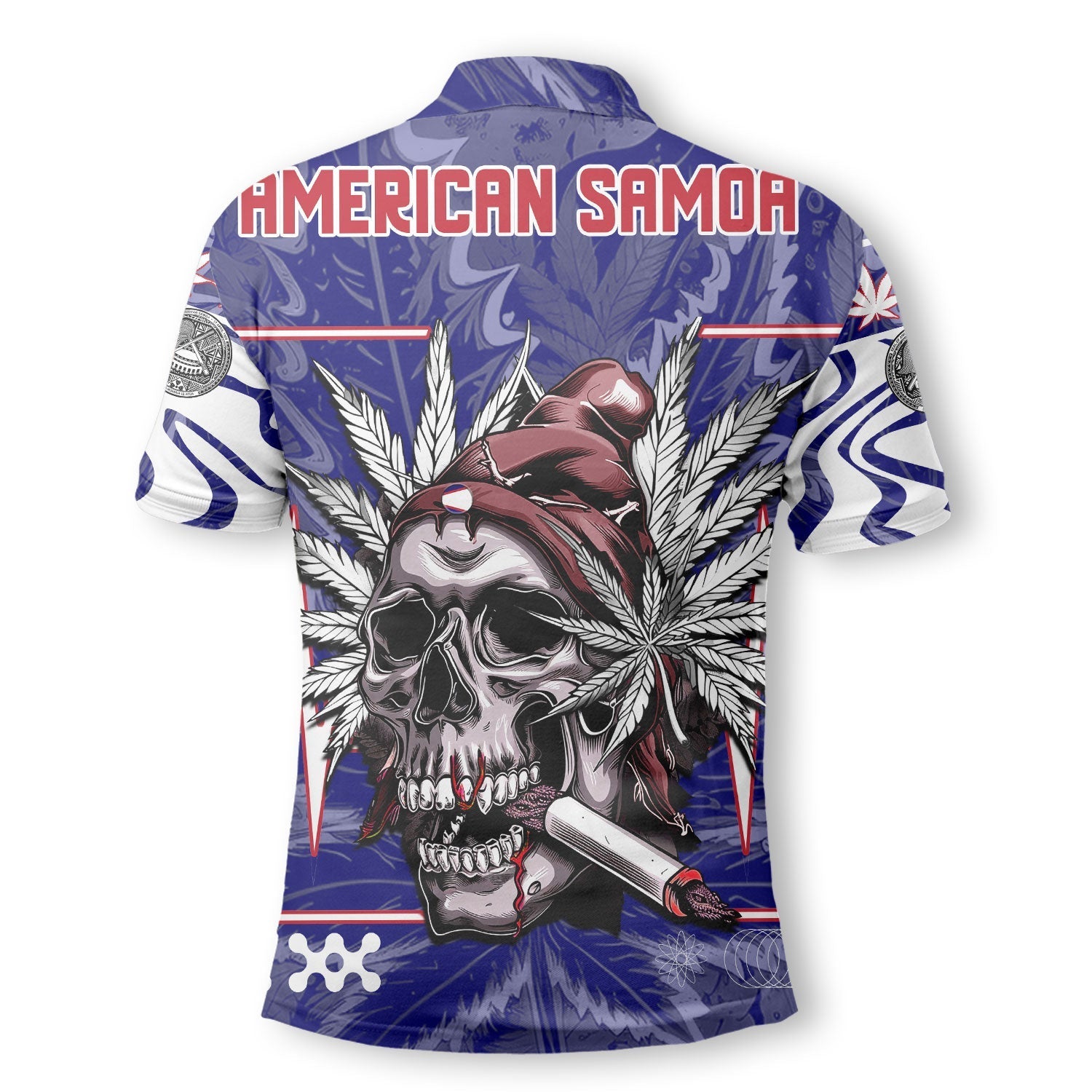 American Samoa Polo Shirt Flag & Coat Of Arms Marijuanas Style