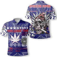 American Samoa Polo Shirt Flag & Coat Of Arms Marijuanas Style