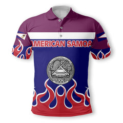 American Samoa Polo Shirt Flag & Coat Of Arms Fire Hockey Style