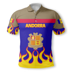 Andorra Polo Shirt Flag & Coat Of Arms Fire Hockey Style