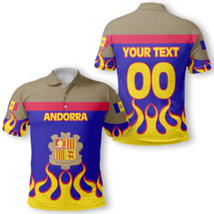 Andorra Polo Shirt Flag & Coat Of Arms Fire Hockey Style