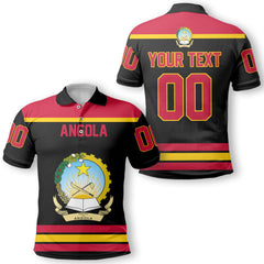 Angola Polo Shirt Flag & Coat Of Arms Hockey Style