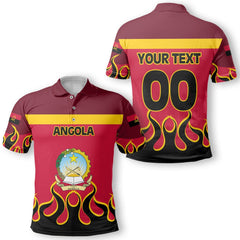 Angola Polo Shirt Flag & Coat Of Arms Fire Hockey Style