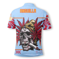 Anguilla Polo Shirt Flag & Coat Of Arms Marijuanas Style