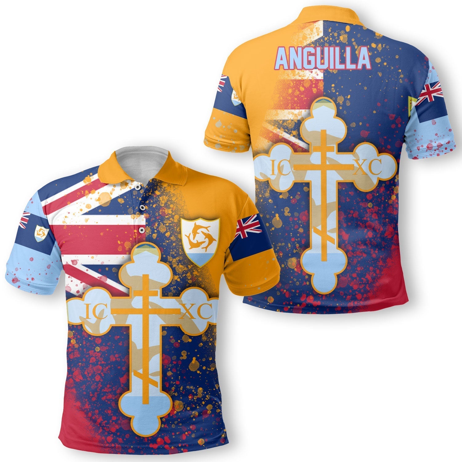 Anguilla Polo Shirt Flag & Coat Of Arms Orthodox Style