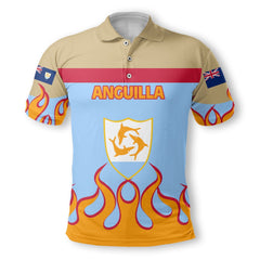 Anguilla Polo Shirt Flag & Coat Of Arms Fire Hockey Style