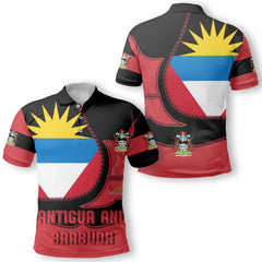 Antigua and Barbuda Polo Shirt Flag & Coat Of Arms Leather Style