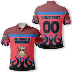 Antigua and Barbuda Polo Shirt Flag & Coat Of Arms Fire Hockey Style