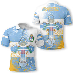 Argentina Polo Shirt Flag & Coat Of Arms Orthodox Style