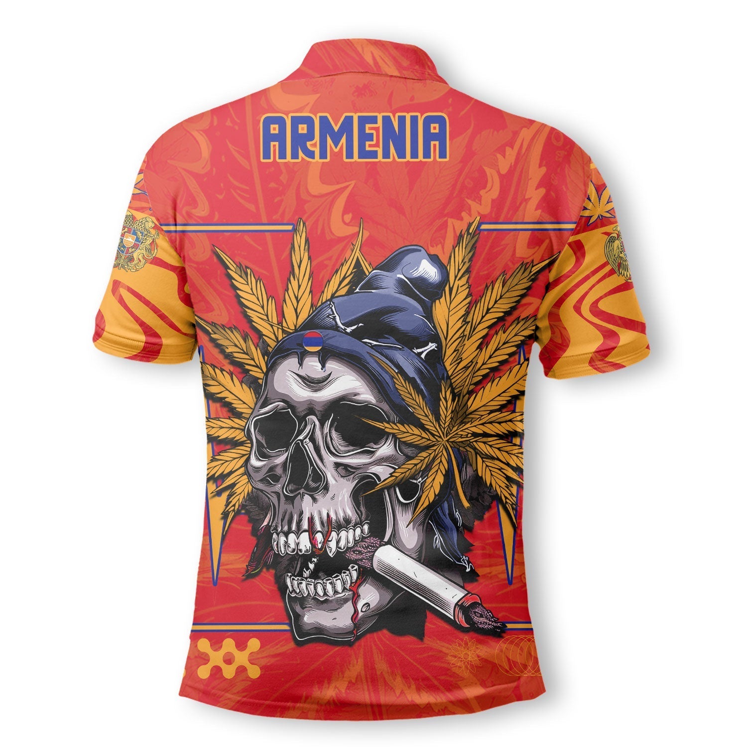 Armenia Polo Shirt Flag & Coat Of Arms Marijuanas Style