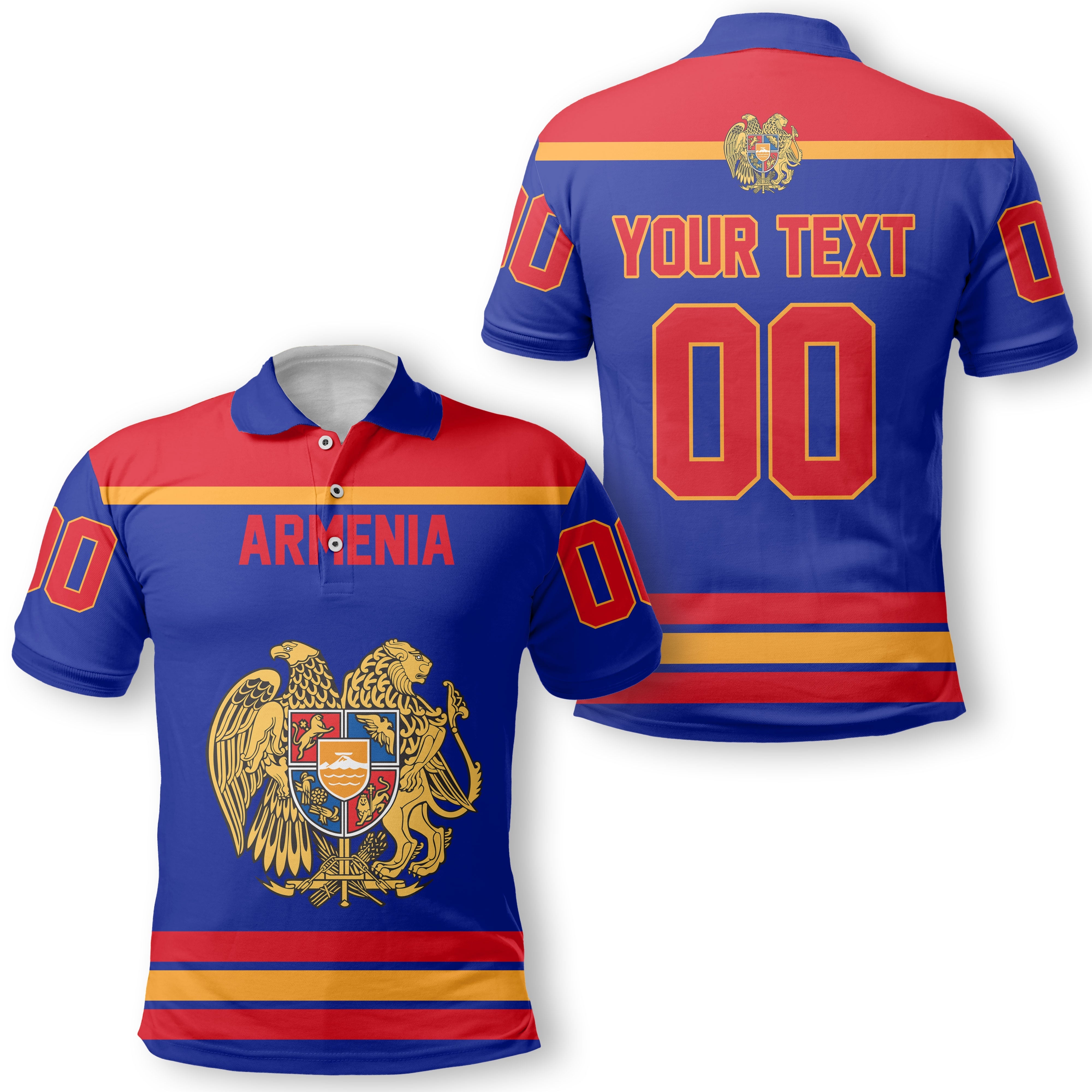 Armenia Polo Shirt Flag & Coat Of Arms Hockey Style