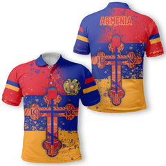 Armenia Polo Shirt Flag & Coat Of Arms Orthodox Style