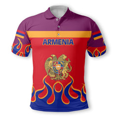 Armenia Polo Shirt Flag & Coat Of Arms Fire Hockey Style