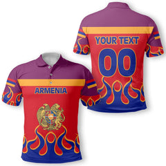 Armenia Polo Shirt Flag & Coat Of Arms Fire Hockey Style