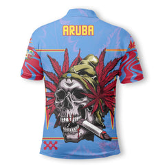 Aruba Polo Shirt Flag & Coat Of Arms Marijuanas Style