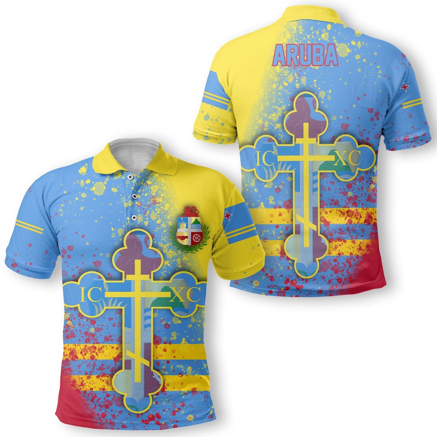 Aruba Polo Shirt Flag & Coat Of Arms Orthodox Style