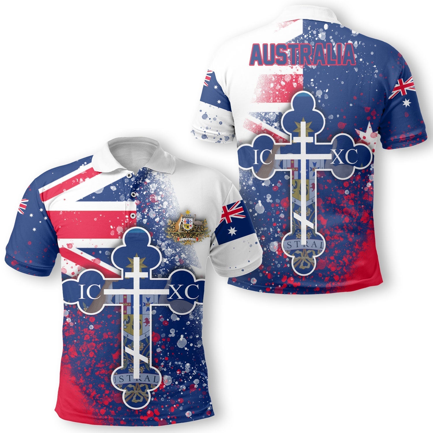 Australia Polo Shirt Flag & Coat Of Arms Orthodox Style