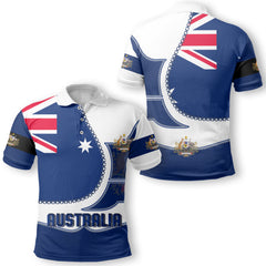 Australia Polo Shirt Flag & Coat Of Arms Leather Style