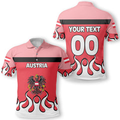 Austria Polo Shirt Flag & Coat Of Arms Fire Hockey Style