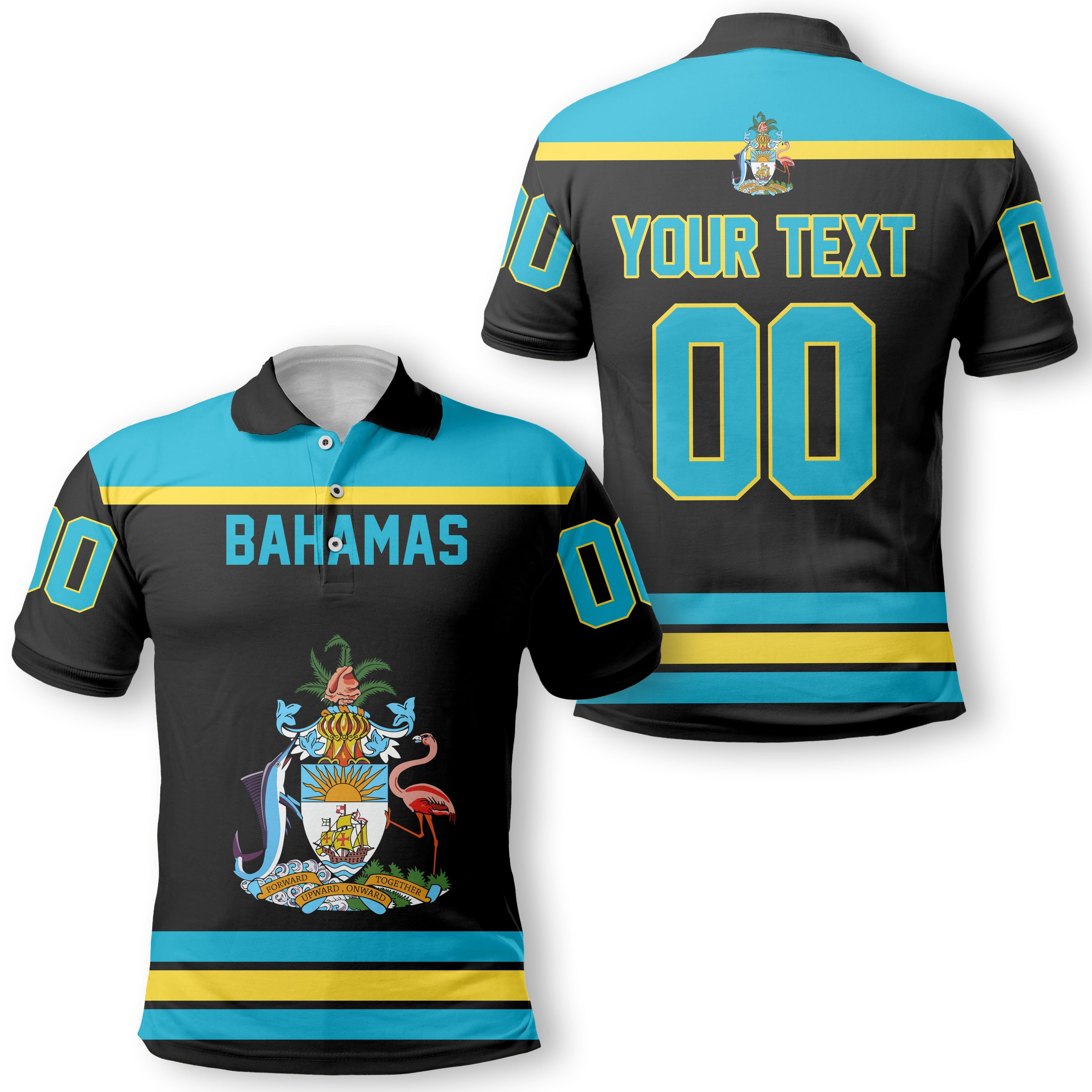 Bahamas Polo Shirt Flag & Coat Of Arms Hockey Style