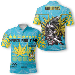 Bahamas Polo Shirt Flag & Coat Of Arms Marijuanas Style