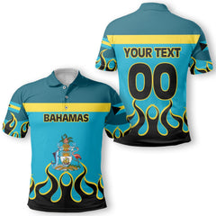 Bahamas Polo Shirt Flag & Coat Of Arms Fire Hockey Style