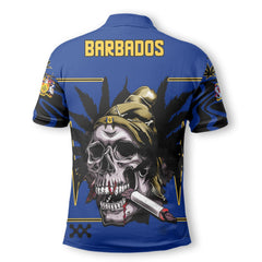 Barbados Polo Shirt Flag & Coat Of Arms Marijuanas Style