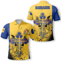 Barbados Polo Shirt Flag & Coat Of Arms Orthodox Style