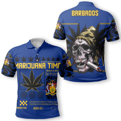 Barbados Polo Shirt Flag & Coat Of Arms Marijuanas Style