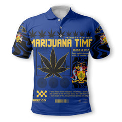 Barbados Polo Shirt Flag & Coat Of Arms Marijuanas Style