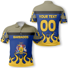 Barbados Polo Shirt Flag & Coat Of Arms Fire Hockey Style