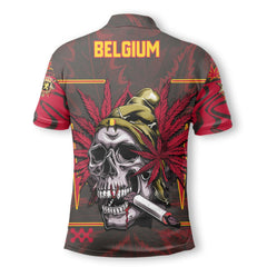 Belgium Polo Shirt Flag & Coat Of Arms Marijuanas Style