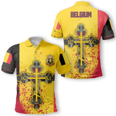 Belgium Polo Shirt Flag & Coat Of Arms Orthodox Style