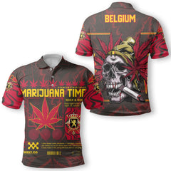 Belgium Polo Shirt Flag & Coat Of Arms Marijuanas Style