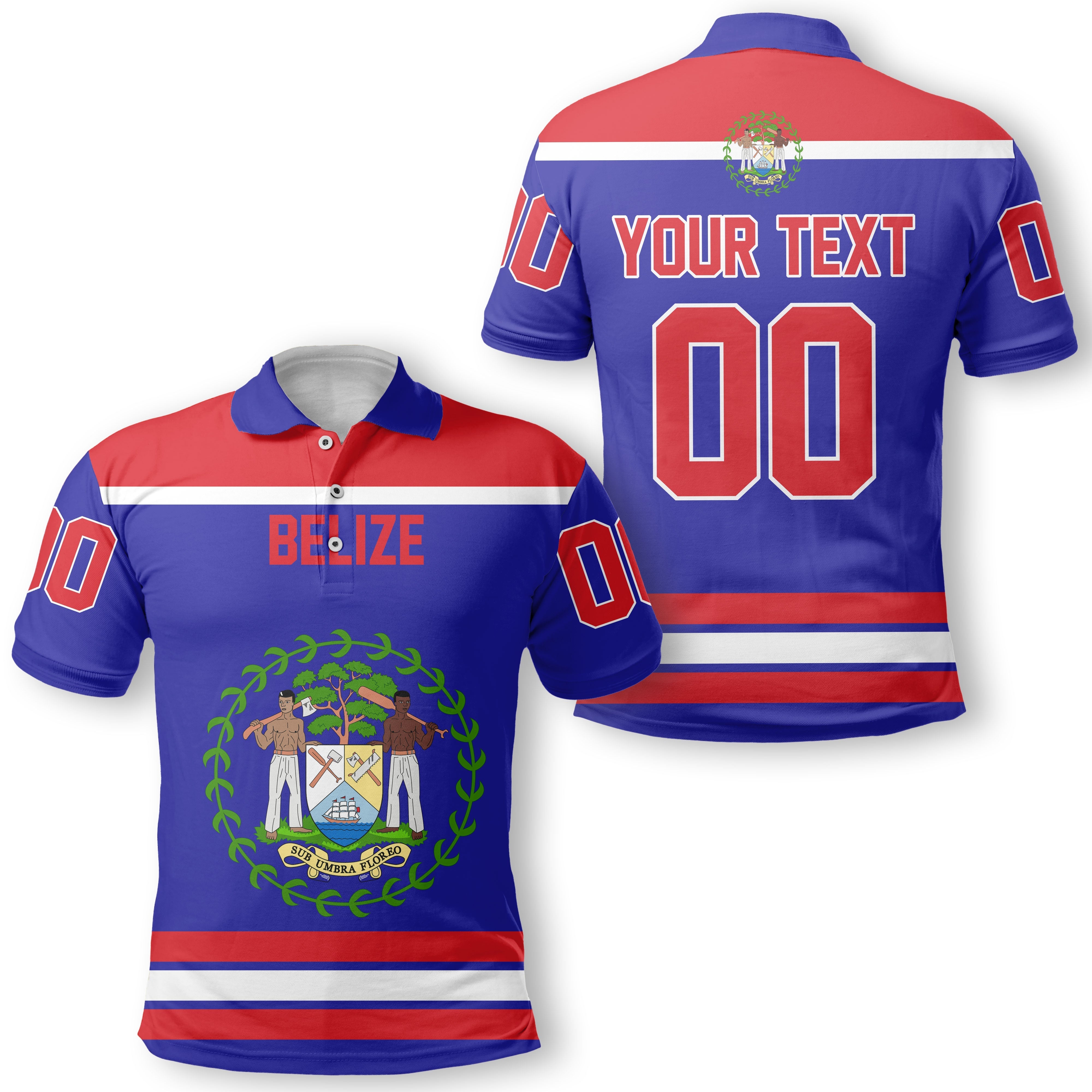 Belize Polo Shirt Flag & Coat Of Arms Hockey Style