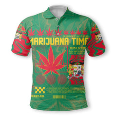 Benin Polo Shirt Flag & Coat Of Arms Marijuanas Style