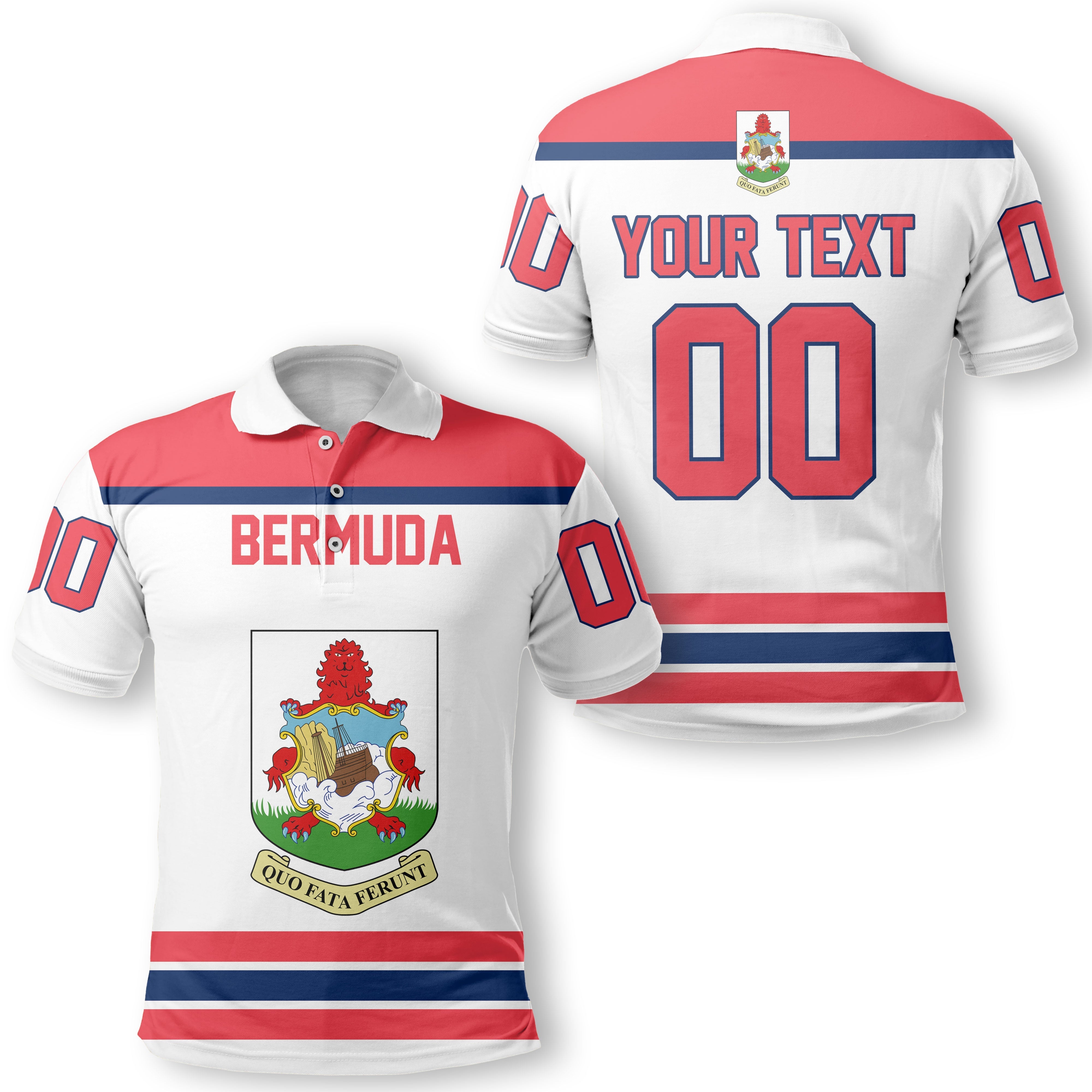 Bermuda Polo Shirt Flag & Coat Of Arms Hockey Style