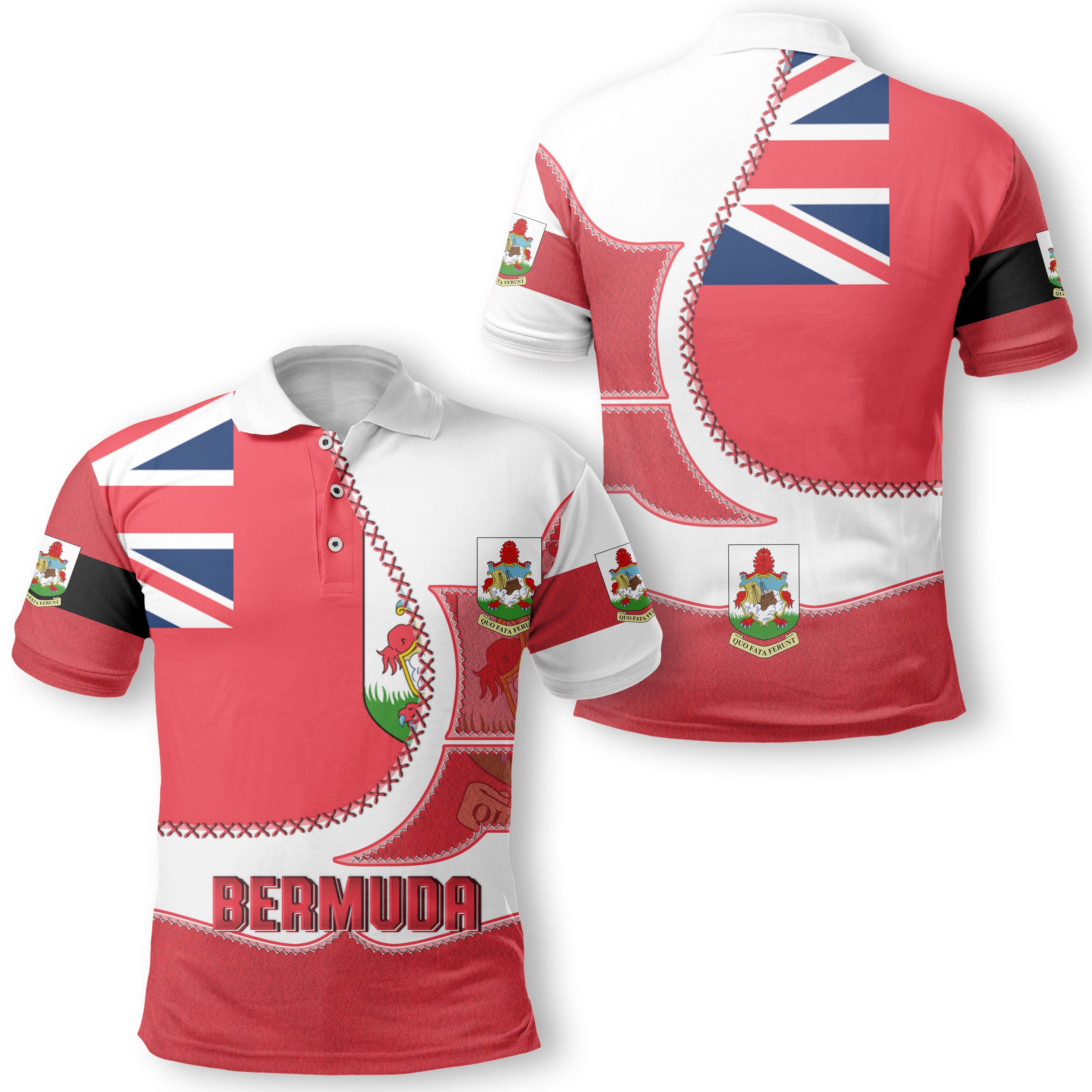 Bermuda Polo Shirt Flag & Coat Of Arms Leather Style