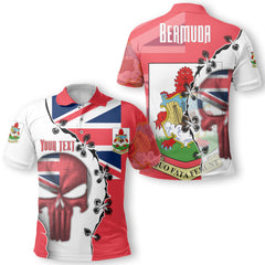 Bermuda Polo Shirt Flag & Coat Of Arms Skull Style