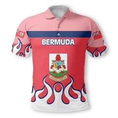 Bermuda Polo Shirt Flag & Coat Of Arms Fire Hockey Style