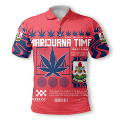 Bermuda Polo Shirt Flag & Coat Of Arms Marijuanas Style